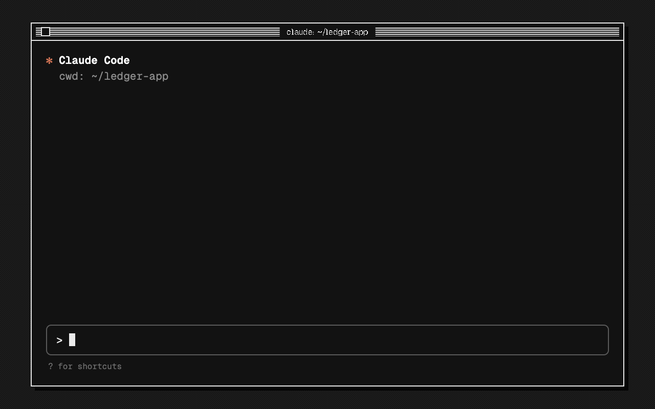 Claude Code gets a prompt to add a dithered revenue chart, runs npx dithercharts add area-chart, edits the dashboard page, and the chart renders.